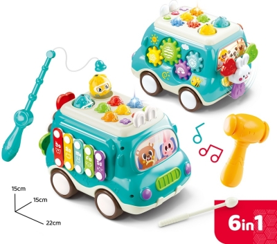 Кола Сортер с Ксилофон и Лов на Рибки със Светлина и Звук 30×20×19 см